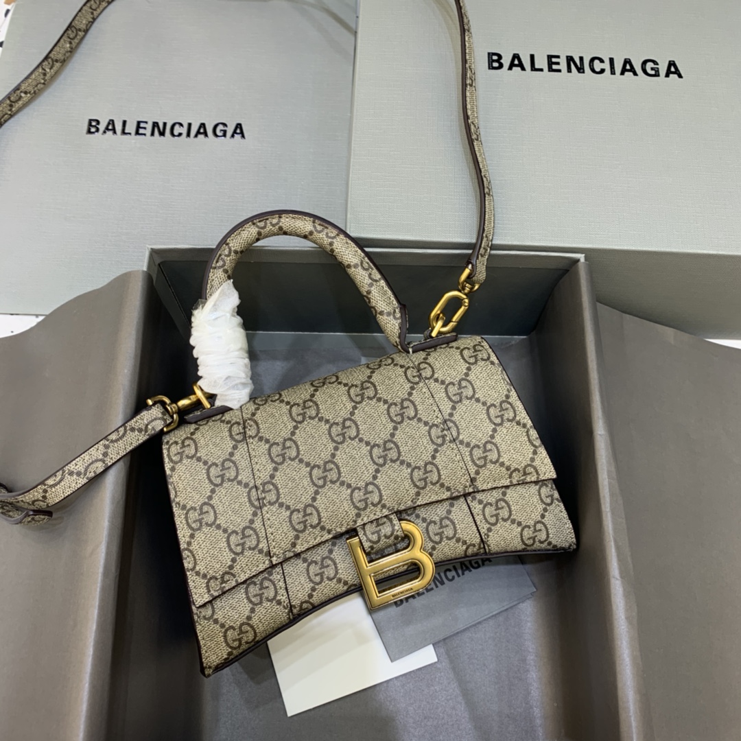 Balenciaga Hourglass XS Handbag GG Monogram Coated Canvas Shoulder Bag